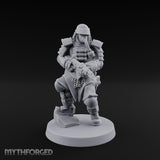 Gas Masked Rifle Advancing Human Shogunate Engineer Miniature for Dungeons and Dragons, Pathfinder or other TTRPGs