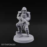Gas Masked Rifle Advancing Human Shogunate Engineer Miniature for Dungeons and Dragons, Pathfinder or other TTRPGs