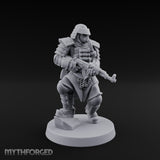 Gas Masked Rifle Advancing Human Shogunate Engineer Miniature for Dungeons and Dragons, Pathfinder or other TTRPGs