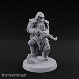 Gas Masked Rifle Advancing Human Shogunate Engineer Miniature for Dungeons and Dragons, Pathfinder or other TTRPGs