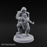 Gas Masked Rifle Advancing Human Shogunate Engineer Miniature for Dungeons and Dragons, Pathfinder or other TTRPGs
