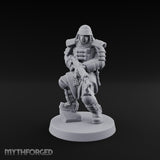 Gas Masked Rifle Advancing Human Shogunate Engineer Miniature for Dungeons and Dragons, Pathfinder or other TTRPGs