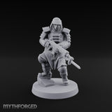 Gas Masked Rifle Advancing Human Shogunate Engineer Miniature for Dungeons and Dragons, Pathfinder or other TTRPGs