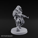 Gas Masked Rifle Advancing Human Shogunate Engineer Miniature for Dungeons and Dragons, Pathfinder or other TTRPGs