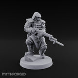 Gas Masked Rifle Advancing Human Shogunate Engineer Miniature for Dungeons and Dragons, Pathfinder or other TTRPGs
