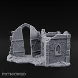 Gate-Hanging Crack-Spiderwebbed Gatehouse Wall Ruins Miniature for Dungeons and Dragons, Pathfinder or other TTRPGs