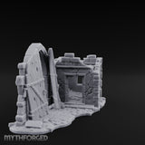 Gate-Hanging Crack-Spiderwebbed Gatehouse Wall Ruins Miniature for Dungeons and Dragons, Pathfinder or other TTRPGs