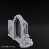 Gate-Hanging Crack-Spiderwebbed Gatehouse Wall Ruins Miniature for Dungeons and Dragons, Pathfinder or other TTRPGs