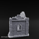 Gate-Hanging Crack-Spiderwebbed Gatehouse Wall Ruins Miniature for Dungeons and Dragons, Pathfinder or other TTRPGs