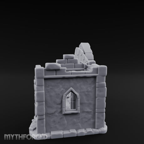 Gate-Hanging Crack-Spiderwebbed Gatehouse Wall Ruins Miniature for Dungeons and Dragons, Pathfinder or other TTRPGs