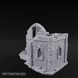 Gate-Hanging Crack-Spiderwebbed Gatehouse Wall Ruins Miniature for Dungeons and Dragons, Pathfinder or other TTRPGs