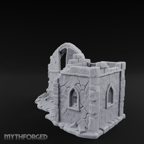 Gate-Hanging Crack-Spiderwebbed Gatehouse Wall Ruins Miniature for Dungeons and Dragons, Pathfinder or other TTRPGs