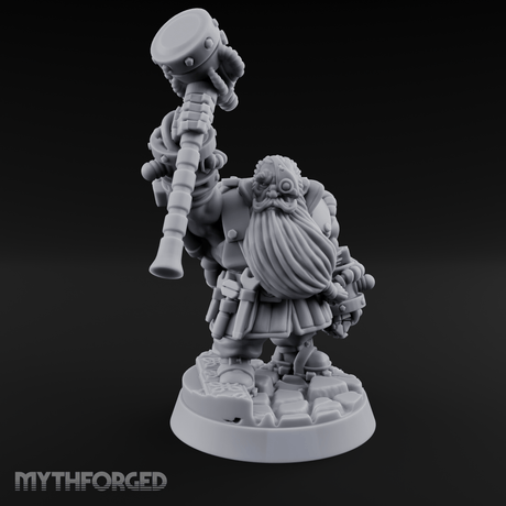 Hammer Held High Dwarf Warlord Miniature for Dungeons and Dragons, Pathfinder or other TTRPGs