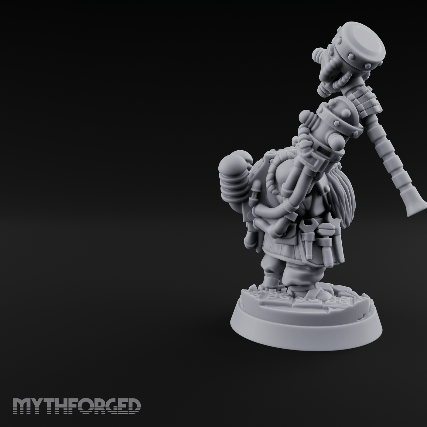 Hammer Held High Dwarf Warlord Miniature for Dungeons and Dragons, Pathfinder or other TTRPGs