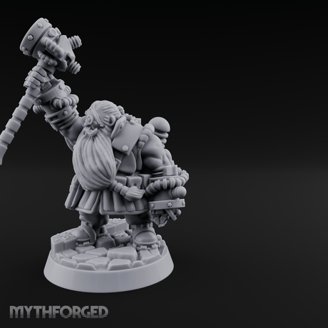 Hammer Held High Dwarf Warlord Miniature for Dungeons and Dragons, Pathfinder or other TTRPGs