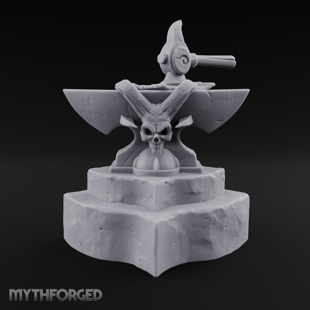 Horns Hold the Hammer Still Stone Skull Anvil with Hammer
