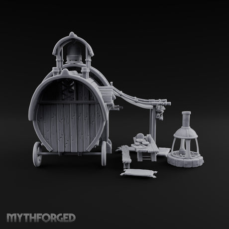 Bell Rings, Kettle Sings Wooden Caravan Wagon with Camp