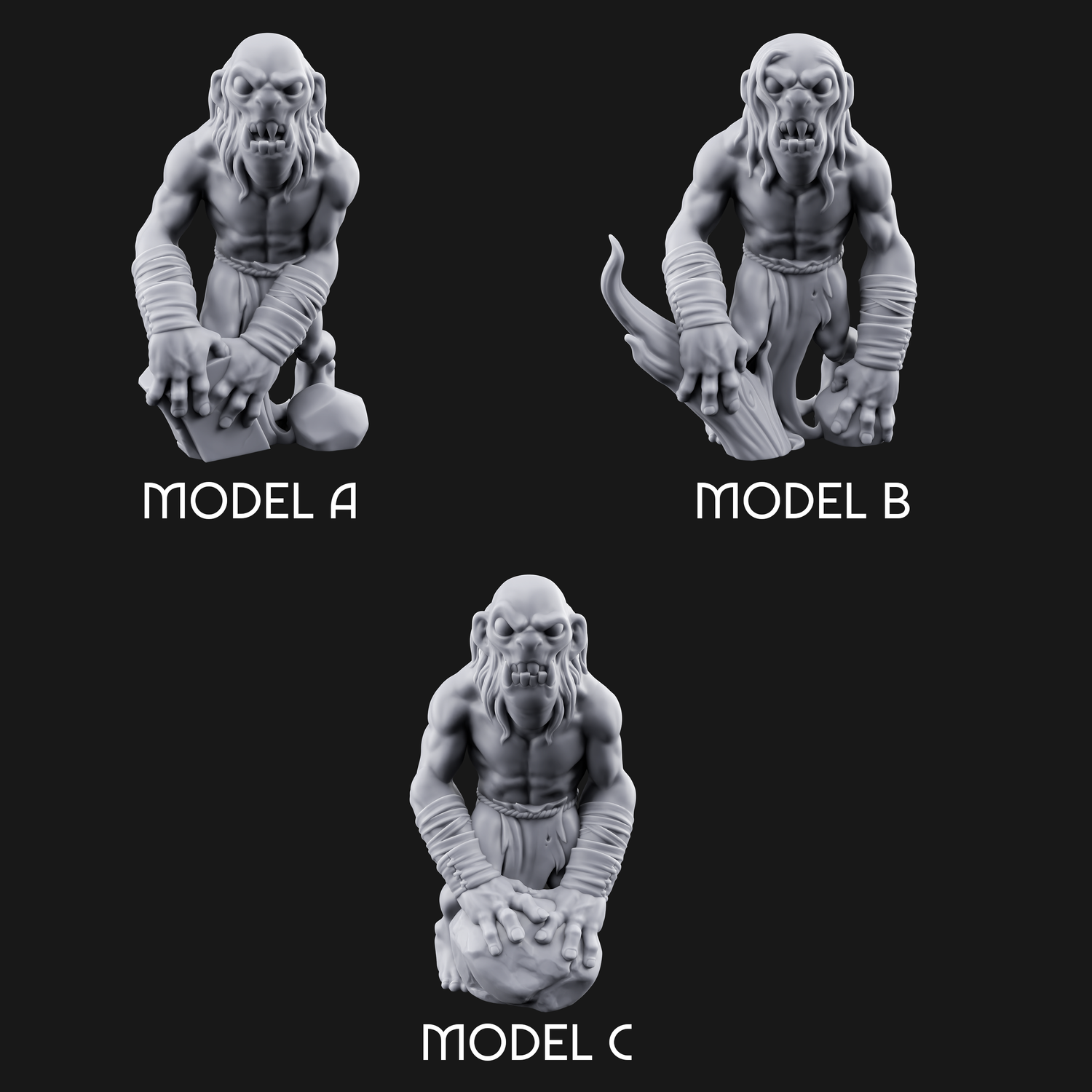 Rock Lobbing Ghoul Creepers Miniature for Dungeons and Dragons, Pathfinder or other TTRPGs