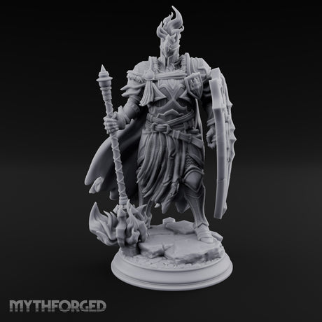 Flame Crowned Human Knight Miniature for Dungeons and Dragons, Pathfinder or other TTRPGs