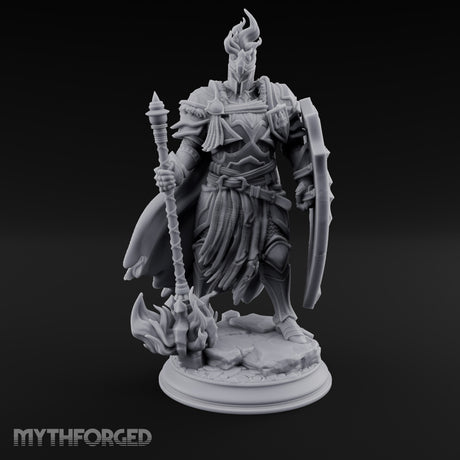 Flame Crowned Human Knight Miniature for Dungeons and Dragons, Pathfinder or other TTRPGs