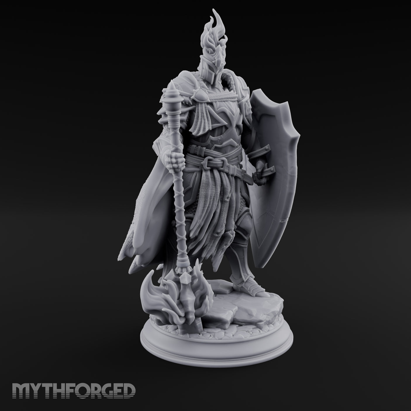 Flame Crowned Human Knight Miniature for Dungeons and Dragons, Pathfinder or other TTRPGs