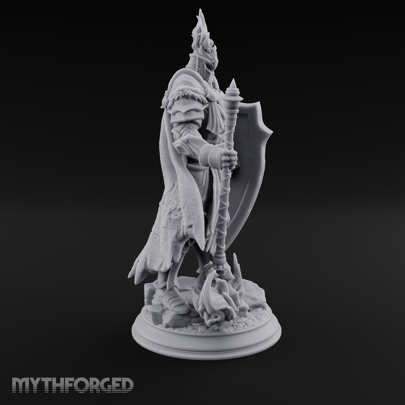 Flame Crowned Human Knight Miniature for Dungeons and Dragons, Pathfinder or other TTRPGs