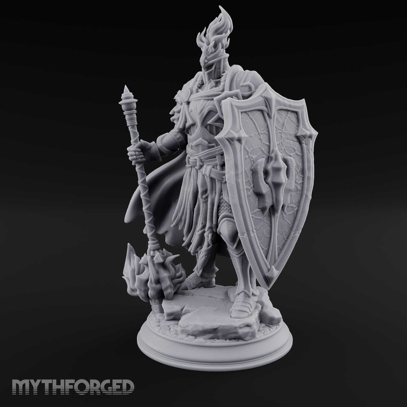 Flame Crowned Human Knight Miniature for Dungeons and Dragons, Pathfinder or other TTRPGs