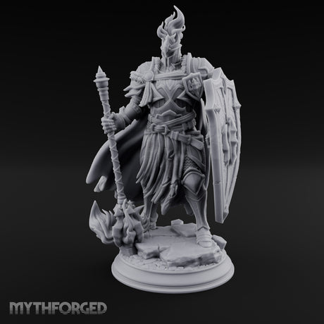 Flame Crowned Human Knight Miniature for Dungeons and Dragons, Pathfinder or other TTRPGs