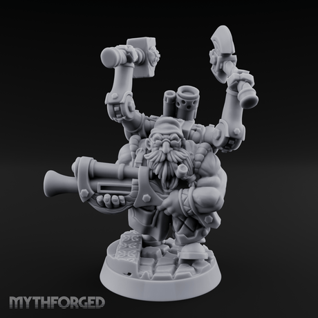 Armed To The Gills Dwarf Artificer Miniature for Dungeons and Dragons, Pathfinder or other TTRPGs