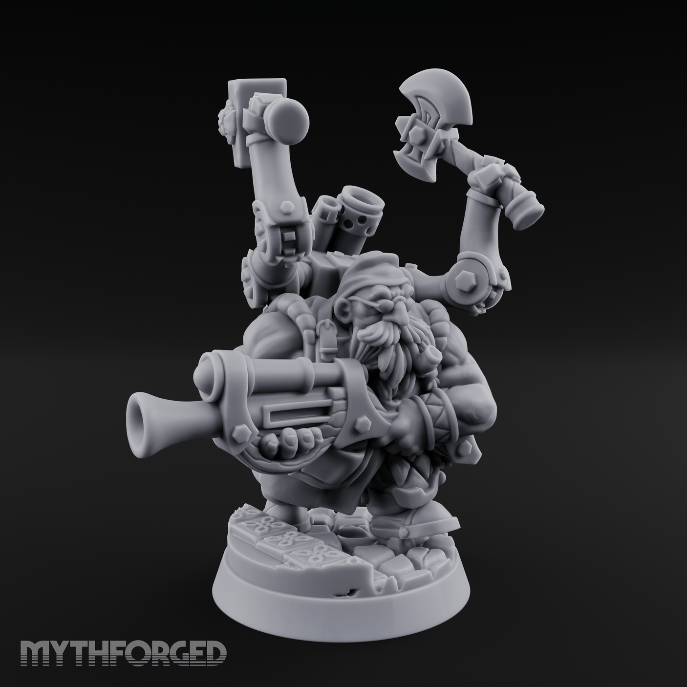 Armed To The Gills Dwarf Artificer Miniature for Dungeons and Dragons, Pathfinder or other TTRPGs
