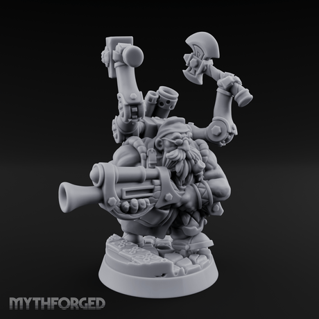Armed To The Gills Dwarf Artificer Miniature for Dungeons and Dragons, Pathfinder or other TTRPGs