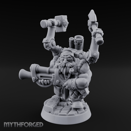 Armed To The Gills Dwarf Artificer Miniature for Dungeons and Dragons, Pathfinder or other TTRPGs