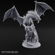 Perched Atop Ruins Silver Dragon Miniature for Dungeons and Dragons, Pathfinder or other TTRPGs