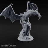 Perched Atop Ruins Silver Dragon Miniature for Dungeons and Dragons, Pathfinder or other TTRPGs