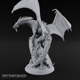 Perched Atop Ruins Silver Dragon Miniature for Dungeons and Dragons, Pathfinder or other TTRPGs