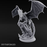 Perched Atop Ruins Silver Dragon Miniature for Dungeons and Dragons, Pathfinder or other TTRPGs
