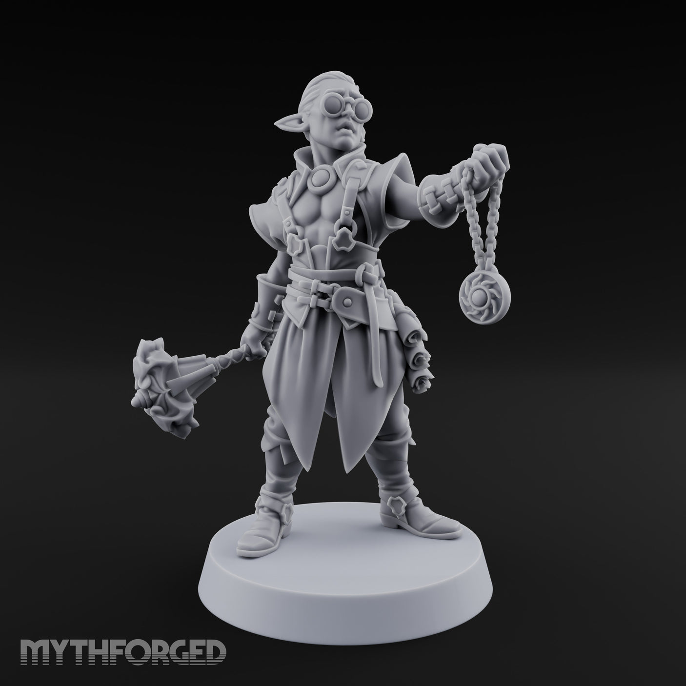 Glasses Wearing Swinging Elf Adventurer — Hammer