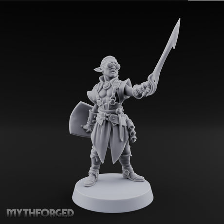 Glasses Wearing Swinging Elf Adventurer — Sword