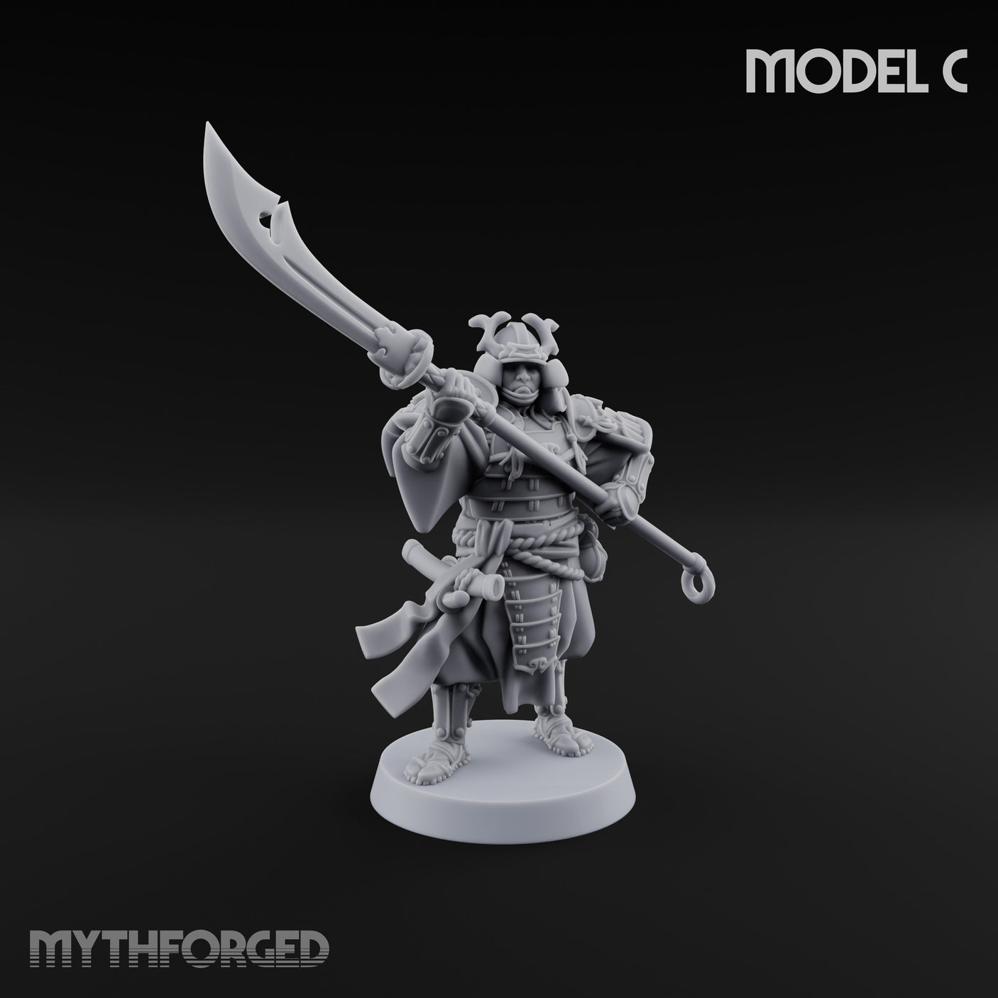 Glave Bearing Ashigaru Warrior C Miniature for Dungeons and Dragons, Pathfinder or other TTRPGs