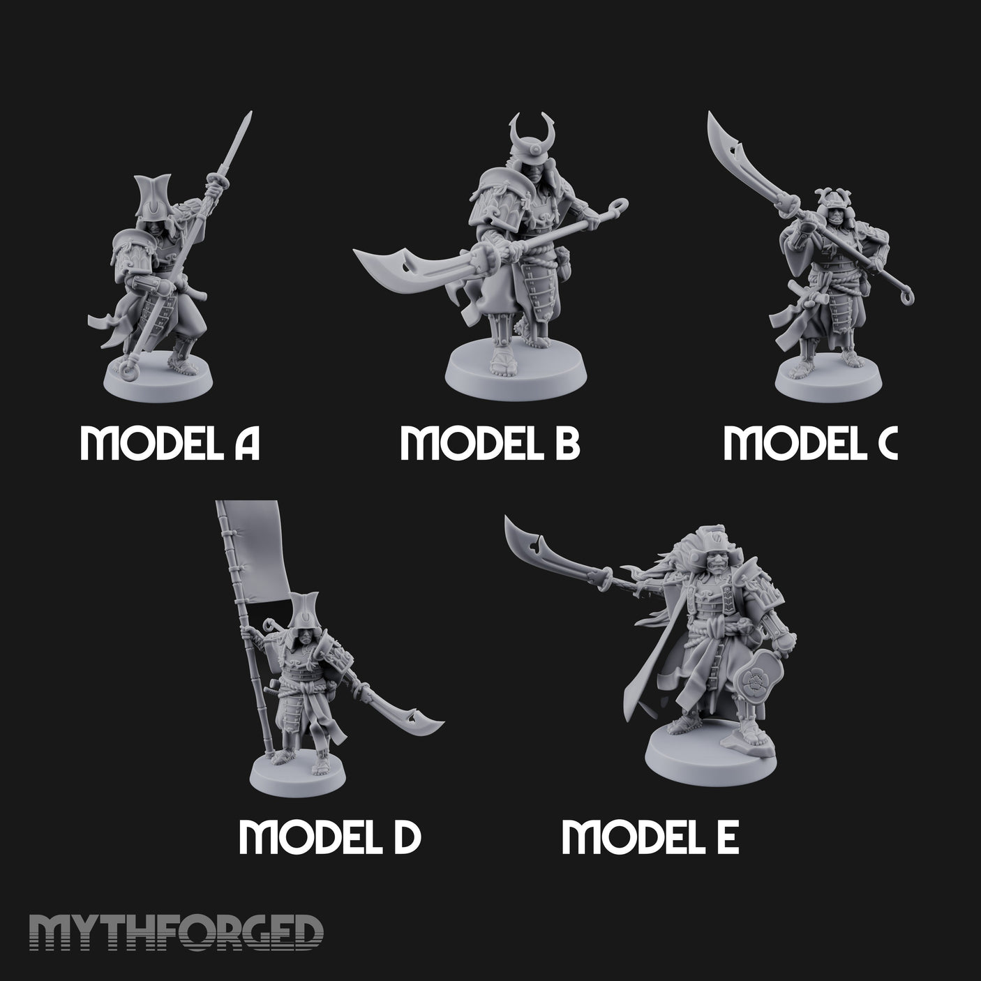 Glave Bearing Ashigaru Warriors Miniature for Dungeons and Dragons, Pathfinder or other TTRPGs