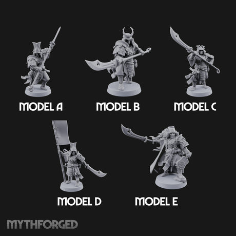 Glave Bearing Ashigaru Warriors Miniature for Dungeons and Dragons, Pathfinder or other TTRPGs