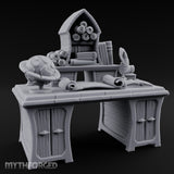 Globe-Rested Scroll-Laden Scholar's Study Desk gallery 1