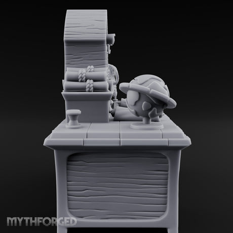 Globe-Rested Scroll-Laden Scholar's Study Desk Miniature for Dungeons and Dragons, Pathfinder or other TTRPGs