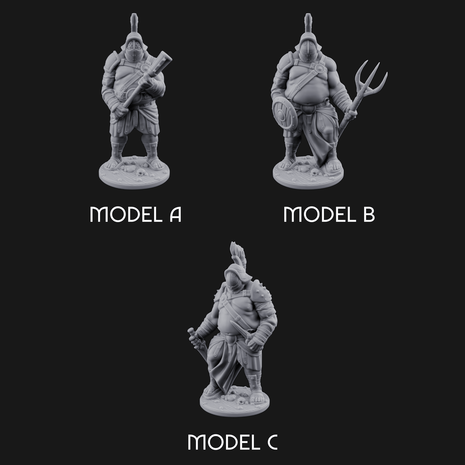 Hammer Gripping Human Gladiators Miniature for Dungeons and Dragons, Pathfinder or other TTRPGs