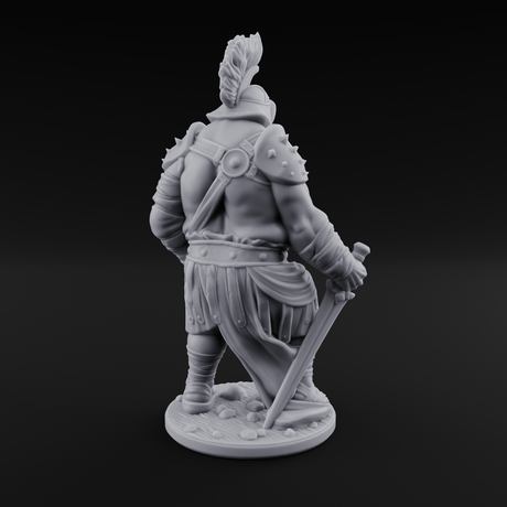 Hammer Gripping Human Gladiator C Miniature for Dungeons and Dragons, Pathfinder or other TTRPGs