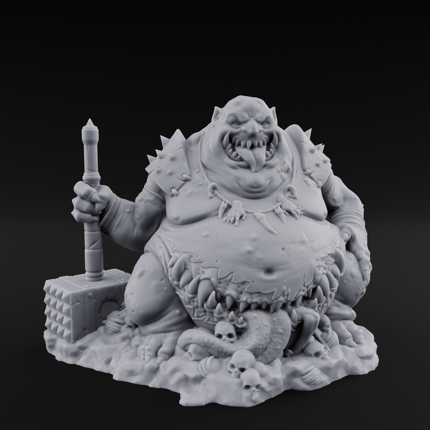 Belly Mouthed Demon Glutton Miniature for Dungeons and Dragons, Pathfinder or other TTRPGs