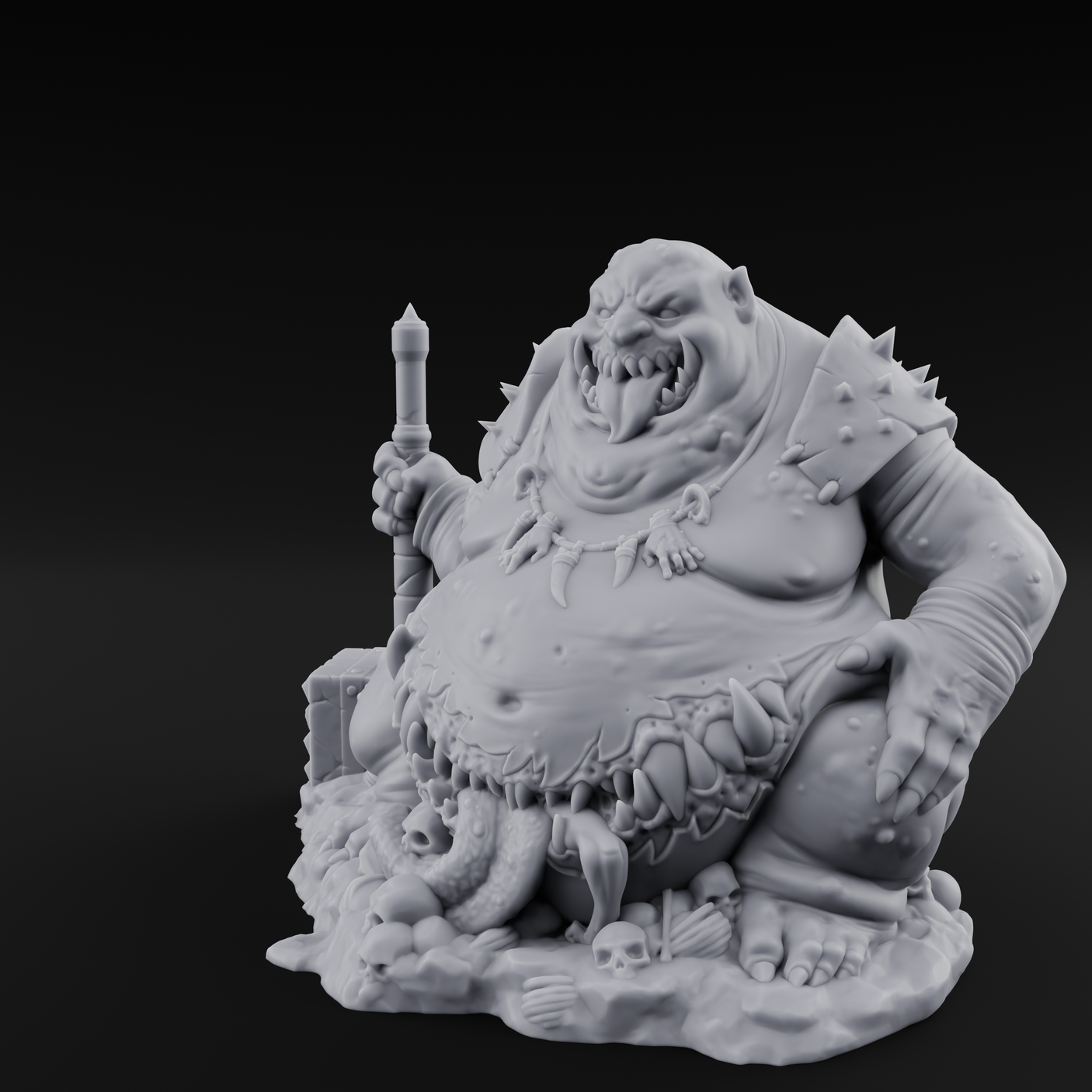 Belly Mouthed Demon Glutton Miniature for Dungeons and Dragons, Pathfinder or other TTRPGs
