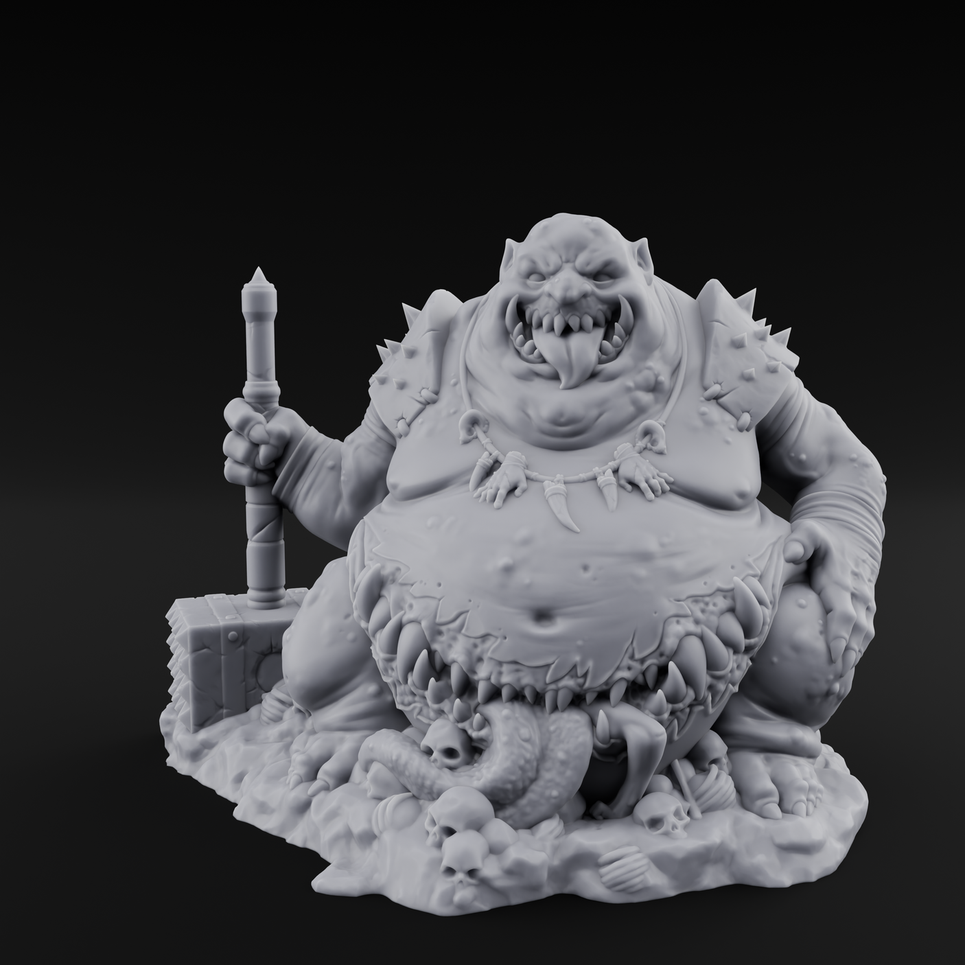 Belly Mouthed Demon Glutton Miniature for Dungeons and Dragons, Pathfinder or other TTRPGs
