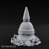 Glyph-Banded Candle-Flanked Sacred Bell Stupa Shrine Miniature for Dungeons and Dragons, Pathfinder or other TTRPGs