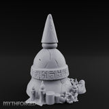 Glyph-Banded Candle-Flanked Sacred Bell Stupa Shrine Miniature for Dungeons and Dragons, Pathfinder or other TTRPGs